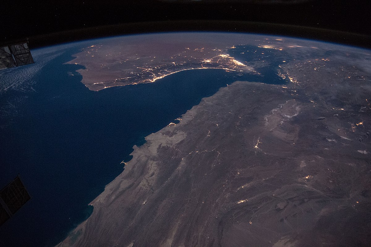 Gulf of Oman and Strait of Hormuz at night, International Space Station